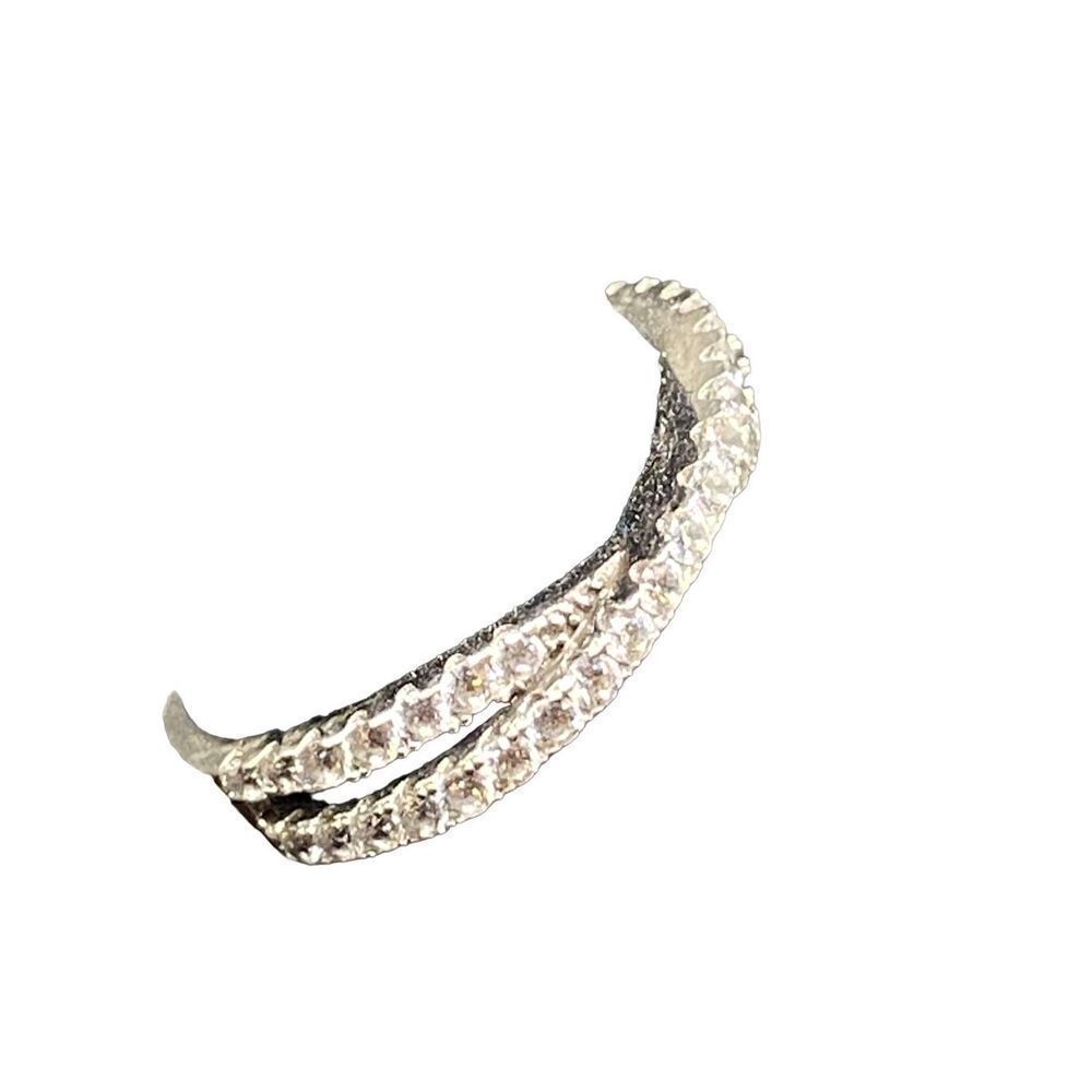 Sterling silver 925 Cz double eternity band with center crossover feature size 7 - Picture 4 of 8
